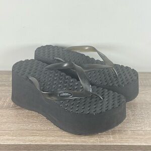 Y2K Platform Flip Flops Thong Sandals - Size 10W